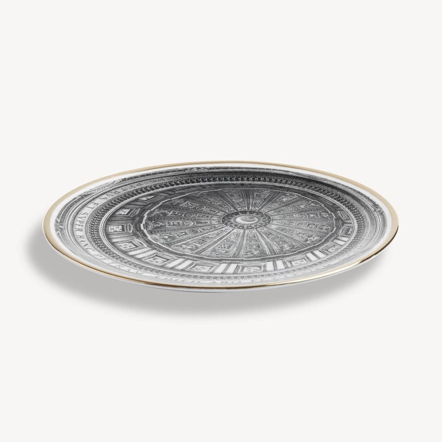 Fornasetti Piatto Cupola San Pietro Bianco/Nero/Oro Piatti Decorativi